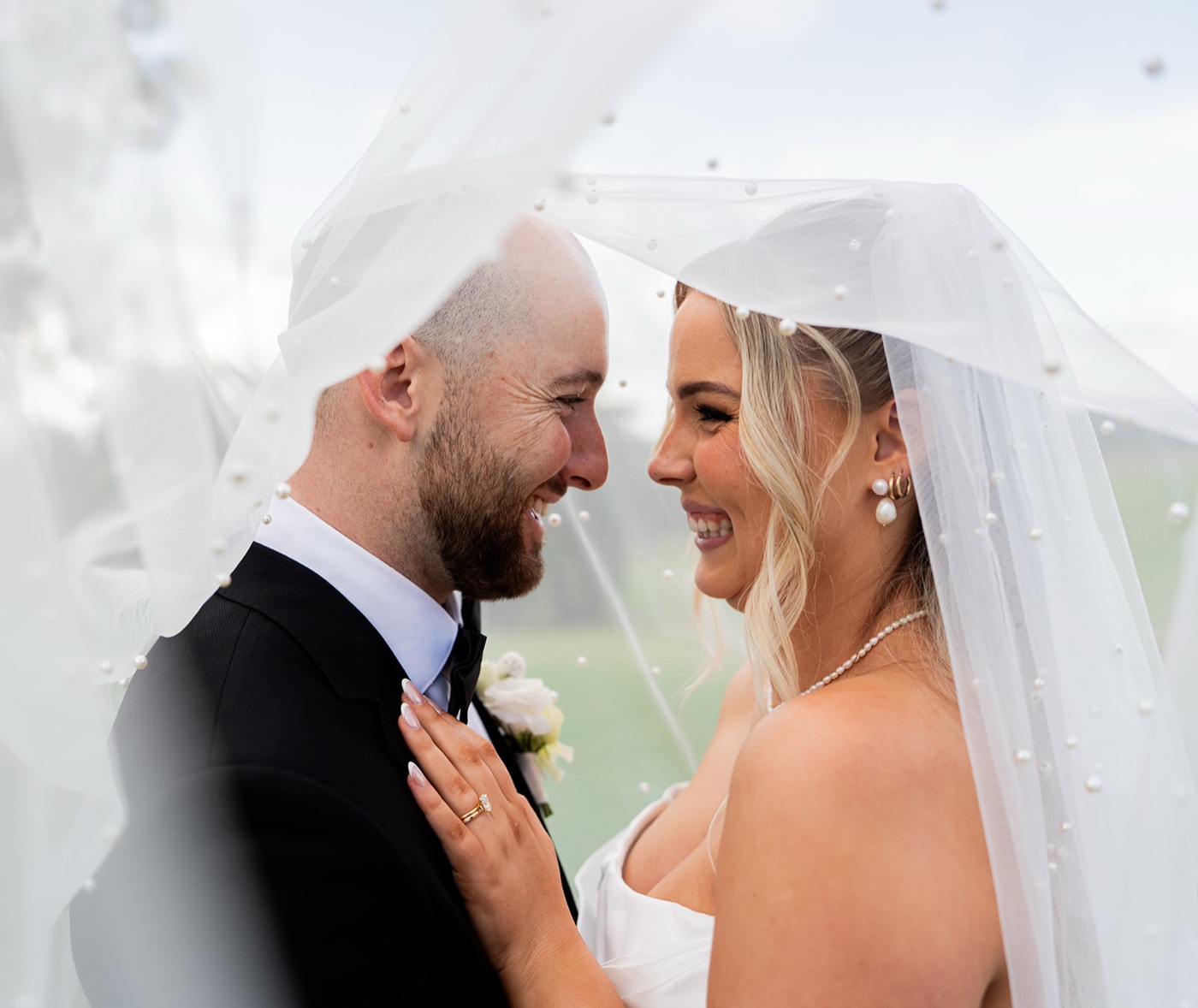 Under the veil together. Ashley & Justin's wedding at Haven Ridge, Grants Beach, Mid North Coast