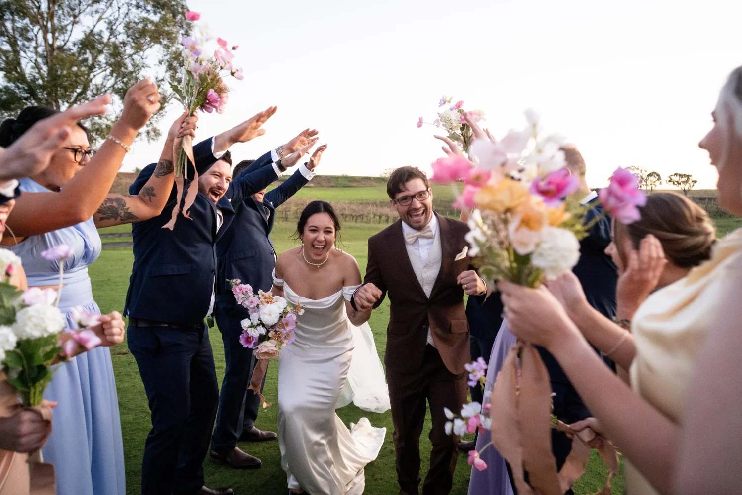 Guests throwing confetti