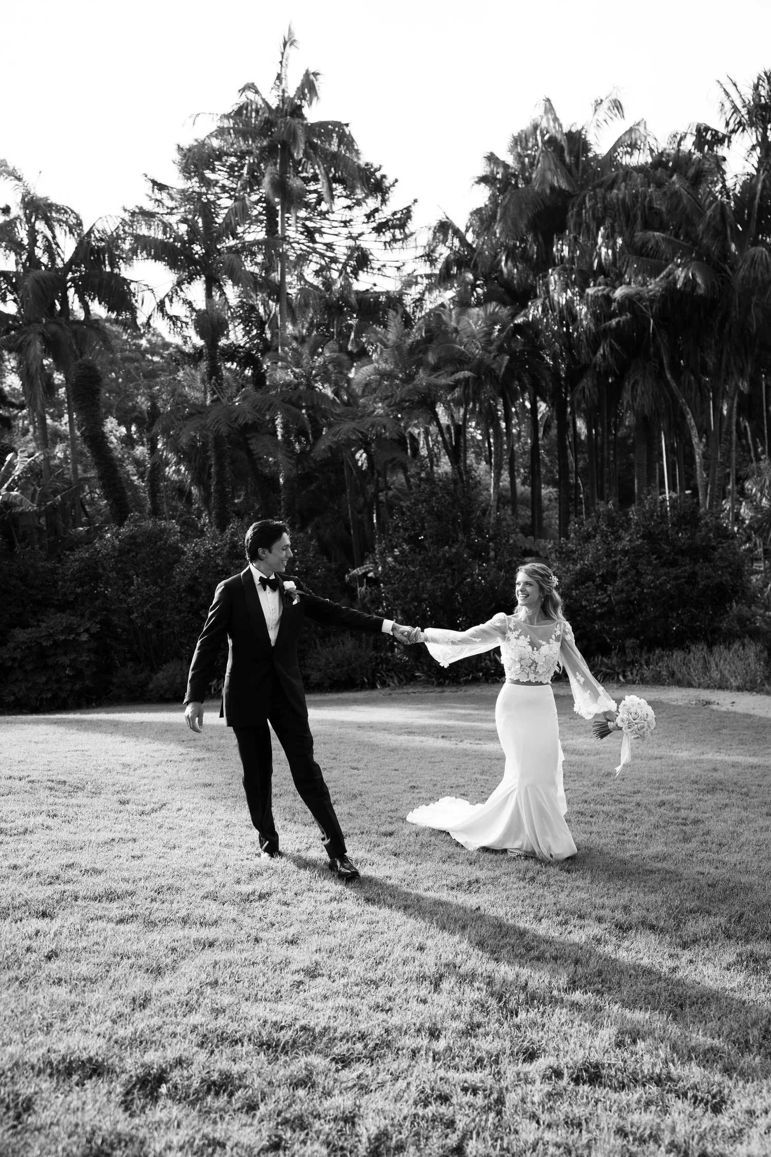 Walking out, in black and white. Kat & Aaryn's wedding at Vaucluse House, Sydney