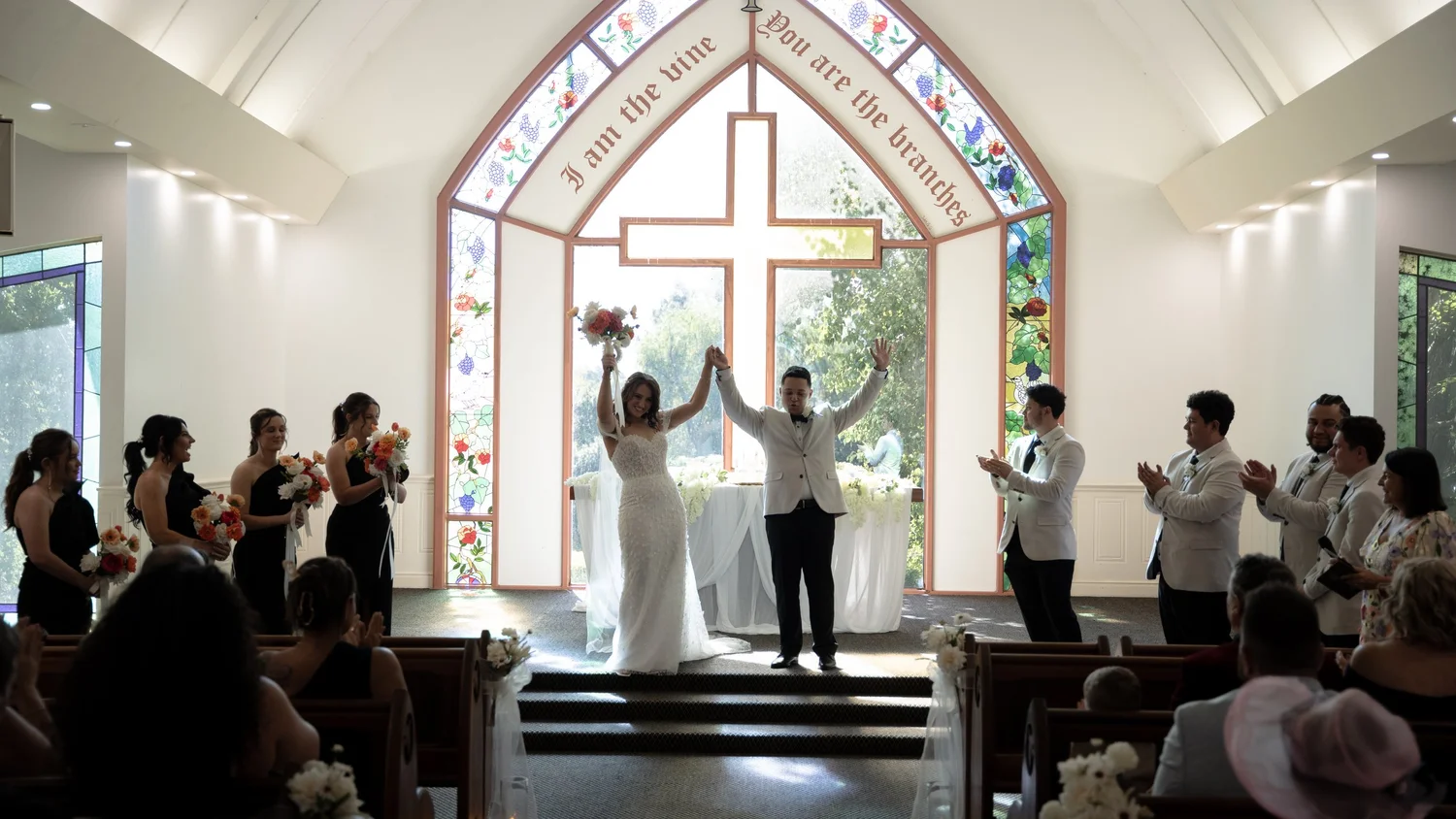The ceremony inside the chapel. Abbey & Tyran's wedding at Hunter Valley Gardens & Kirkton Park, Hunter Valley