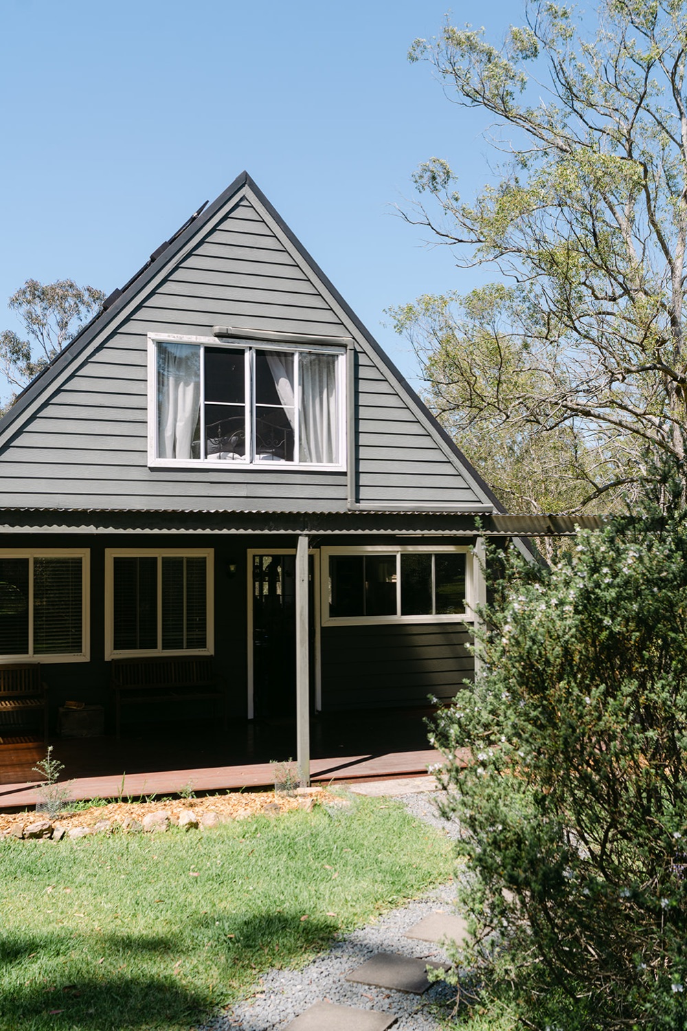 The A-frame house where the day began. Demi & Kyle's wedding at Green Cathedral, Pacific Palms, Port Stephens
