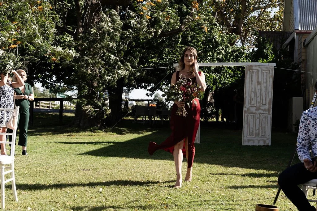 Guests arriving on the lawn. Grace & Shannon's wedding at All Saints Chapel, Woodville, Hunter Valley