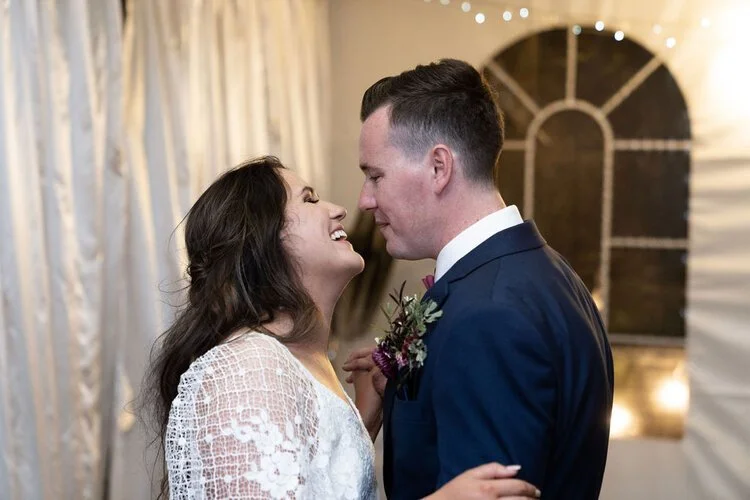A kiss on the dance floor. Grace & Shannon's wedding at All Saints Chapel, Woodville, Hunter Valley