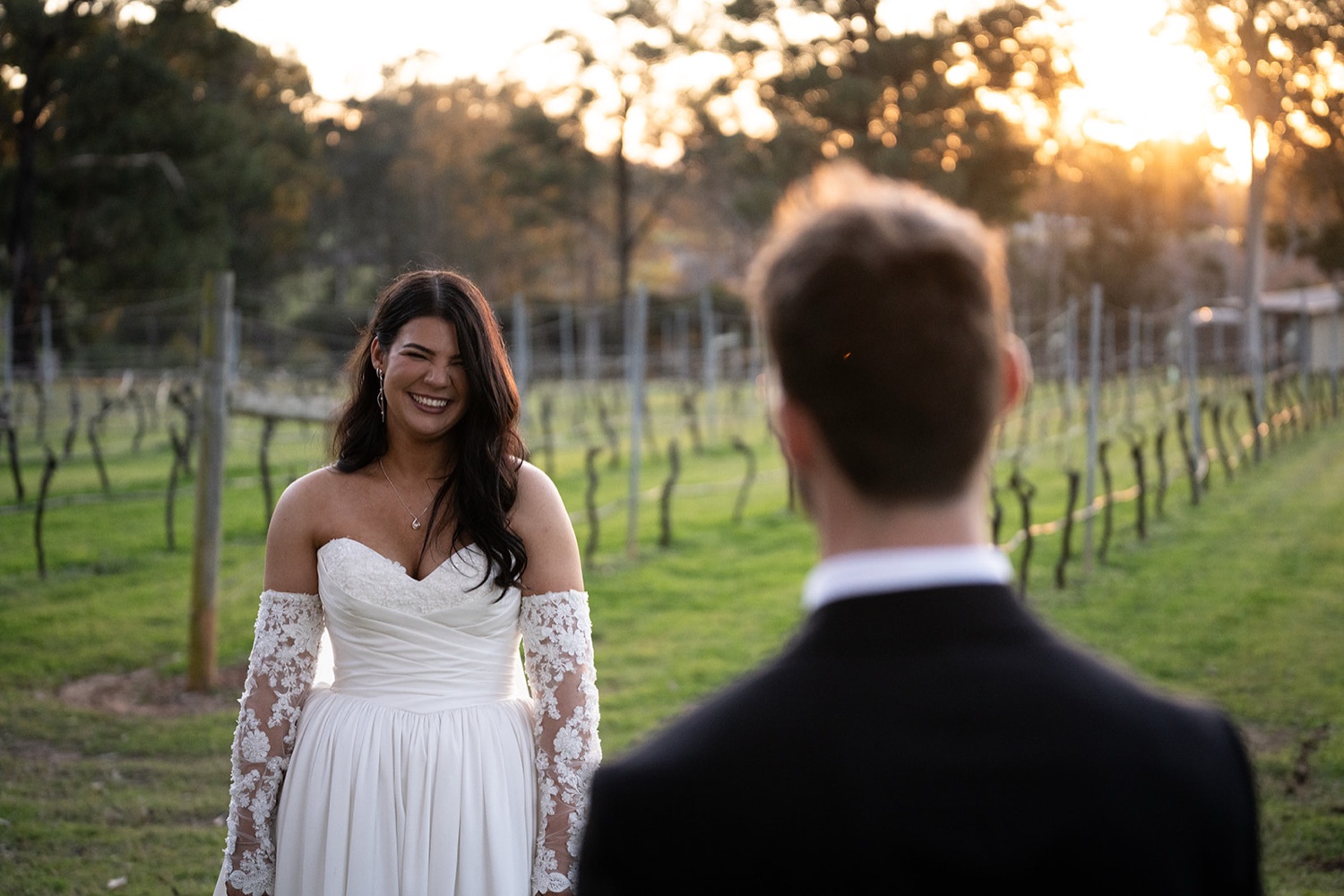 A first look among the vines. Isabelle & Aidan's wedding at Enzo, Hunter Valley