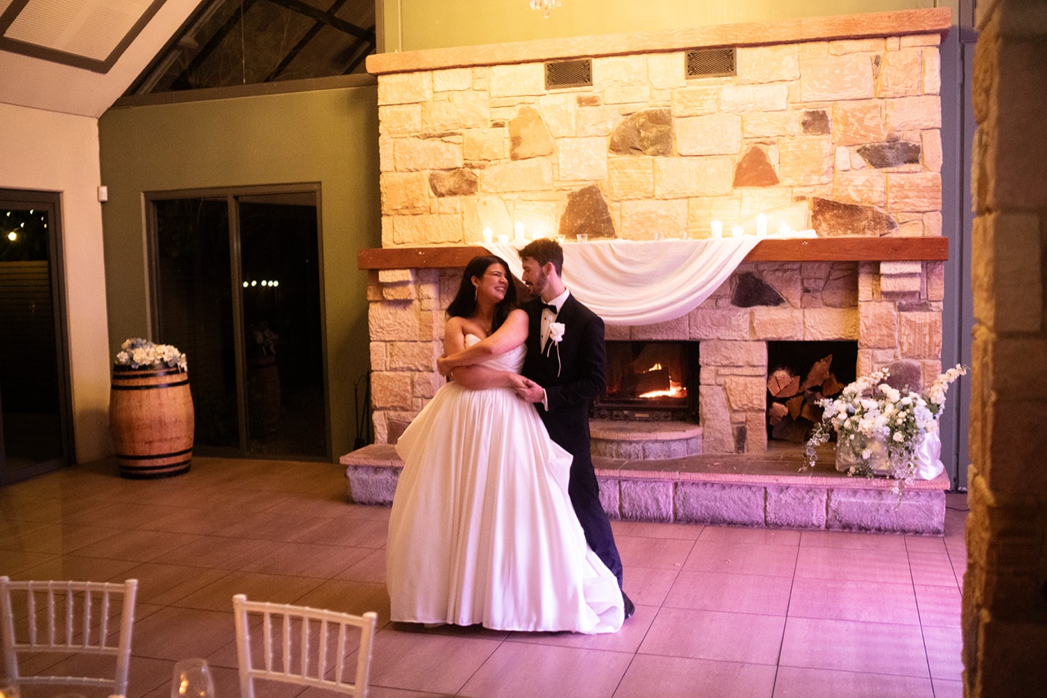 Dancing in the reception room. Isabelle & Aidan's wedding at Enzo, Hunter Valley