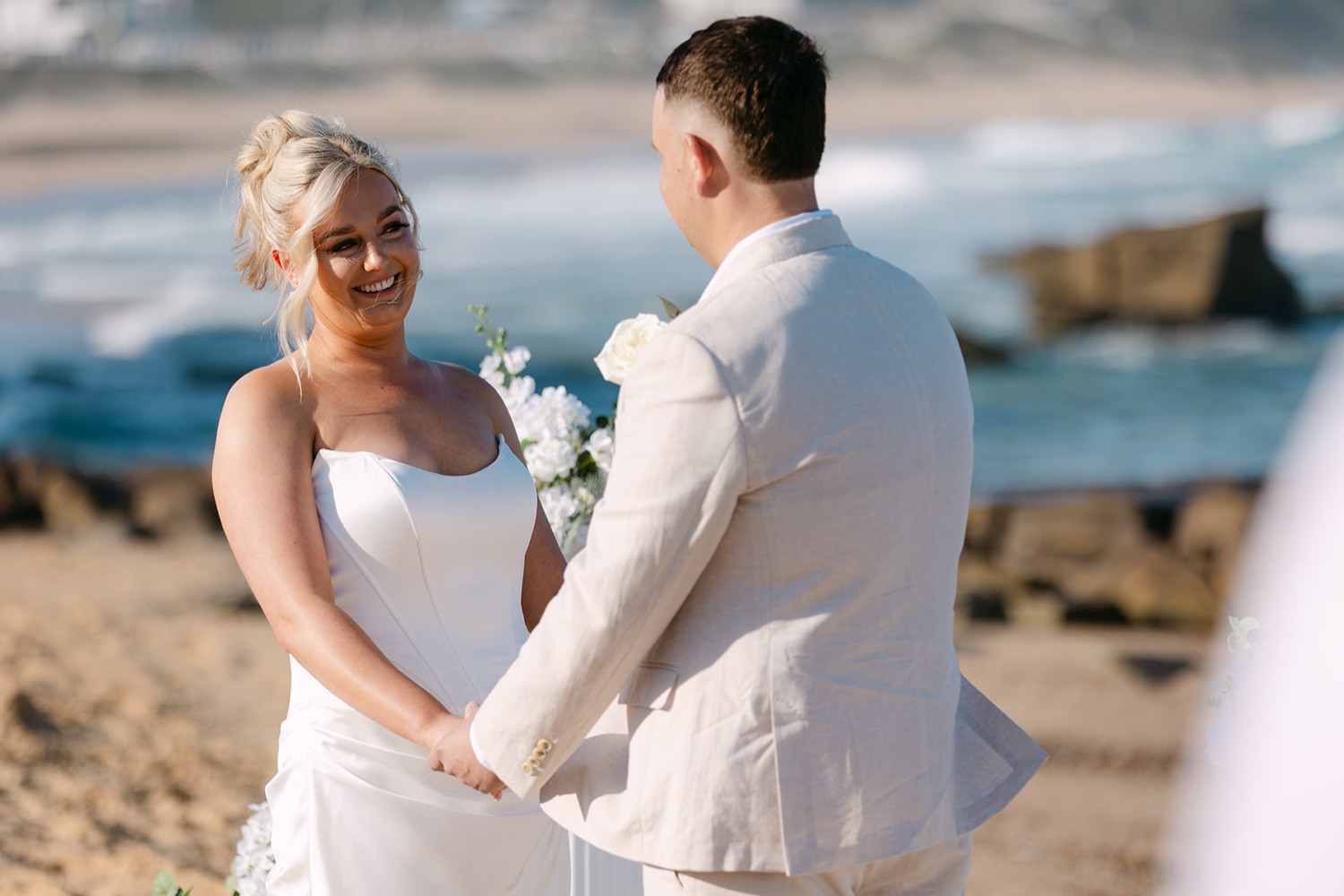 Vows on the beach. Jasmin & Jye's wedding at Merewether Surfhouse & Ocean Baths, Newcastle