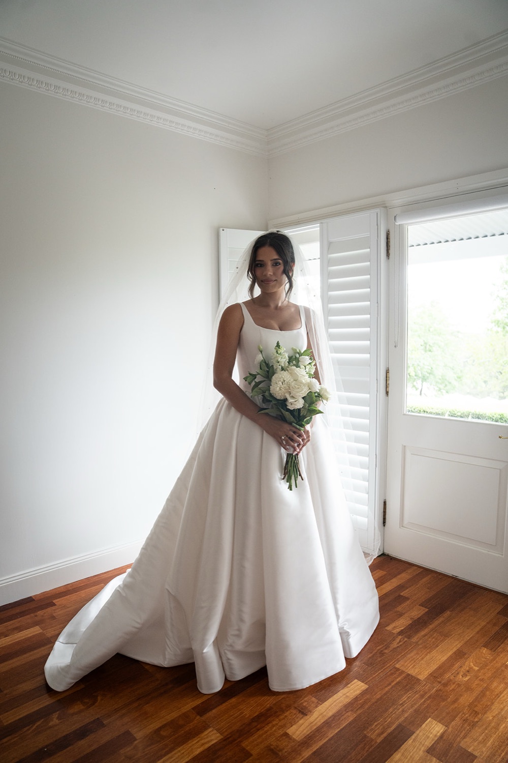 Ready with the bouquet. Jasmine & Joshua's wedding at The Lakehouse, North Richmond, Sydney