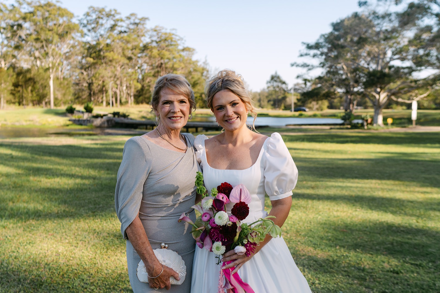 A hug with family. Jessica & Ricky's wedding at Chapel of Light, Port Stephens