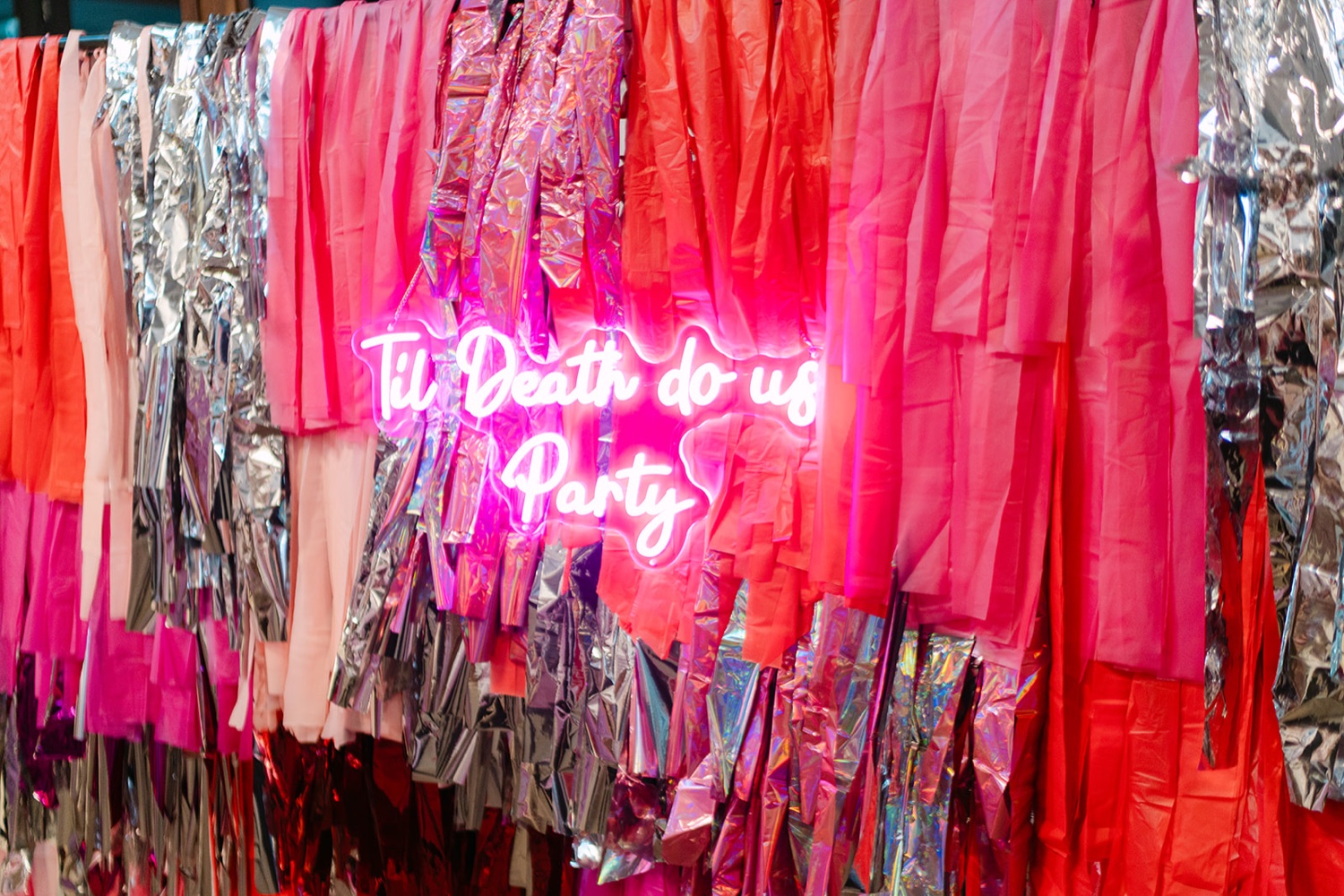 A neon sign at the reception. Jessica & Ricky's wedding at Chapel of Light, Port Stephens