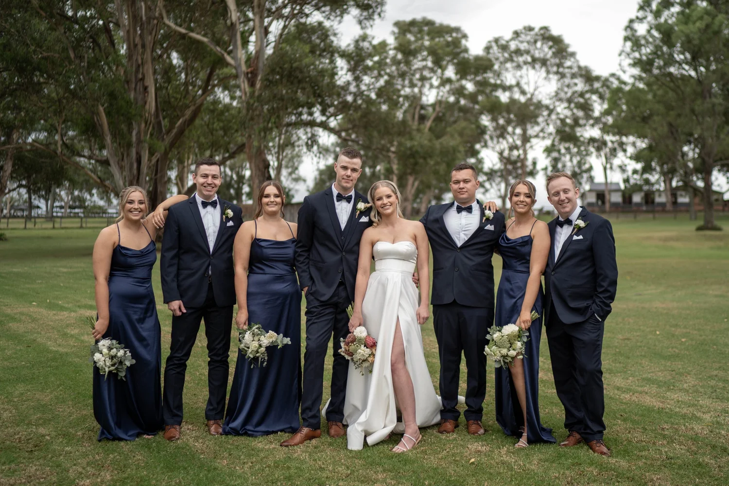 The wedding party on the lawn. Jordan & Matthew's wedding at Ottimo House, Sydney