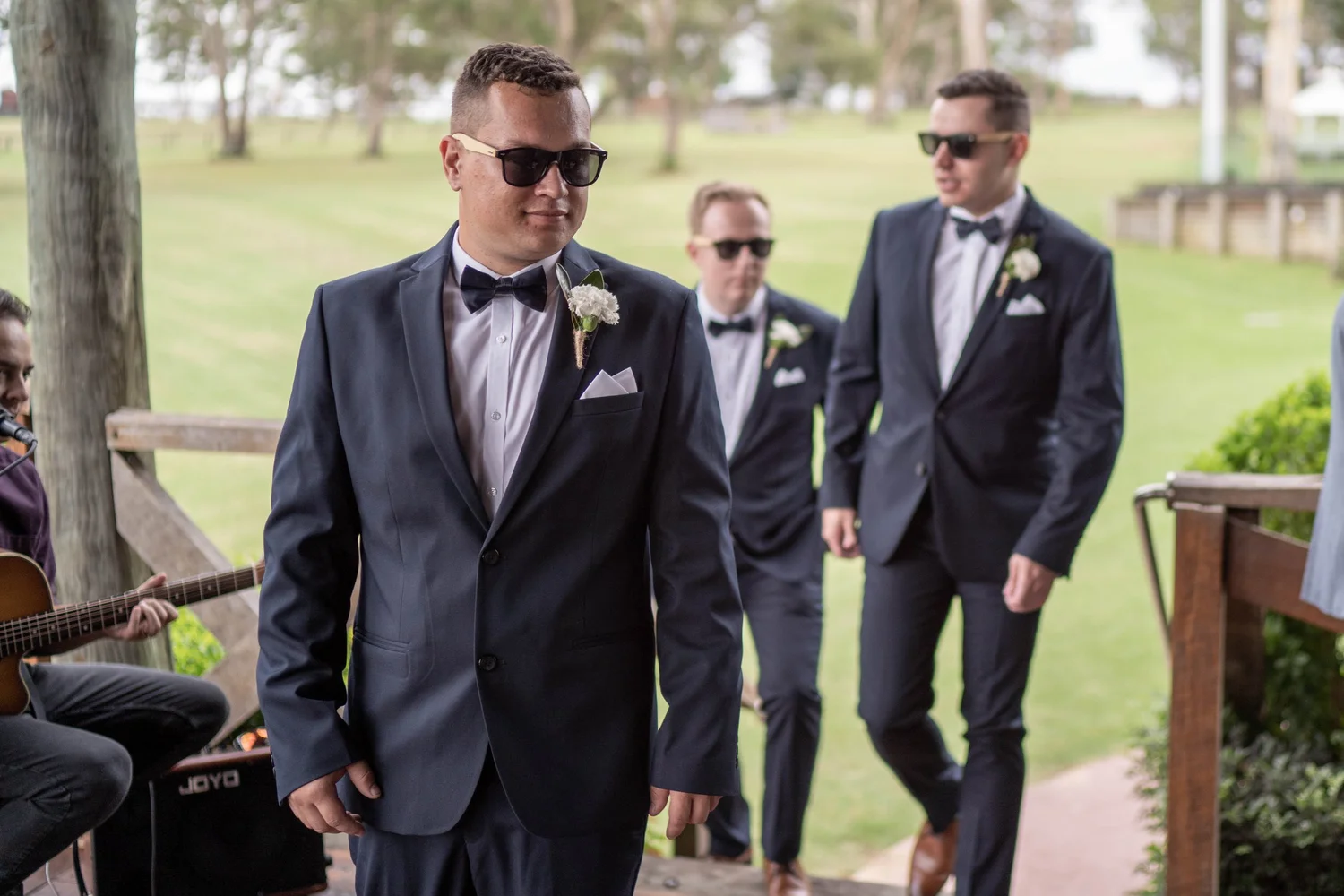 Arriving for the ceremony in sunglasses. Jordan & Matthew's wedding at Ottimo House, Sydney