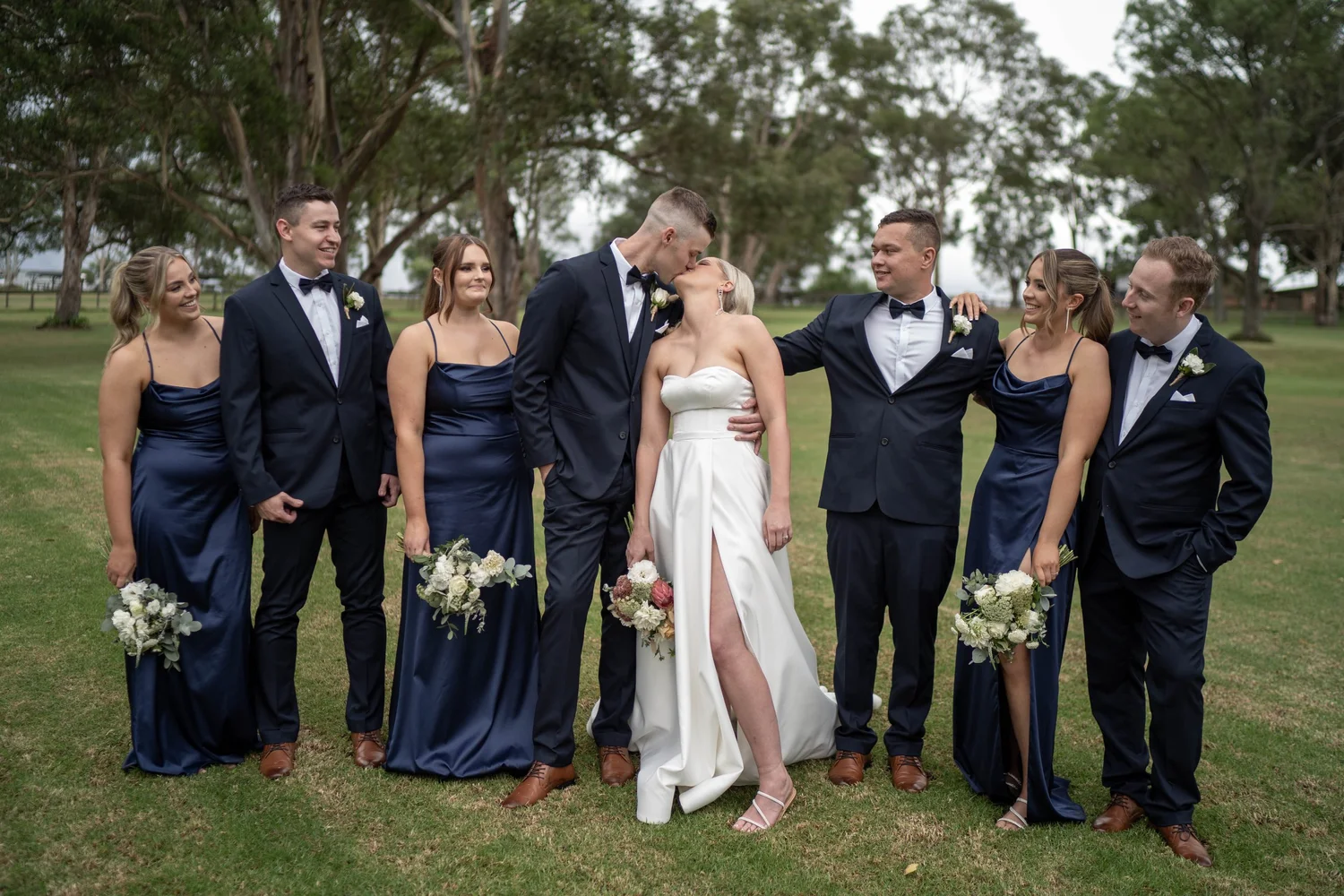 The wedding party on the lawn. Jordan & Matthew's wedding at Ottimo House, Sydney