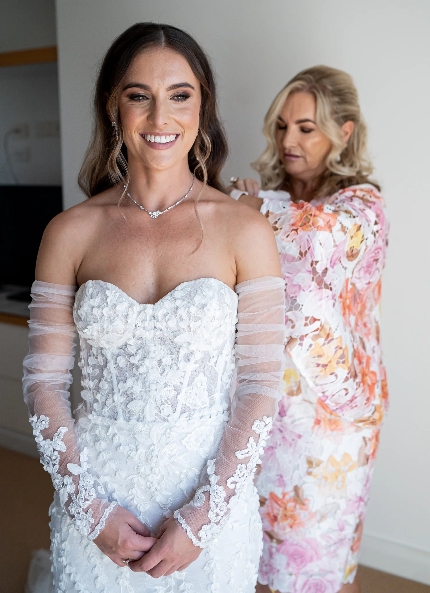 Getting ready with family. Kaitlin & James's wedding at Oaks Cypress Lakes Resort, Hunter Valley