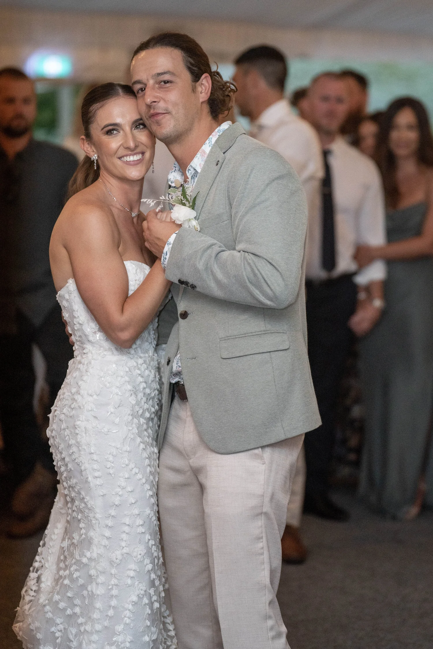 Dancing at the reception. Kaitlin & James's wedding at Oaks Cypress Lakes Resort, Hunter Valley
