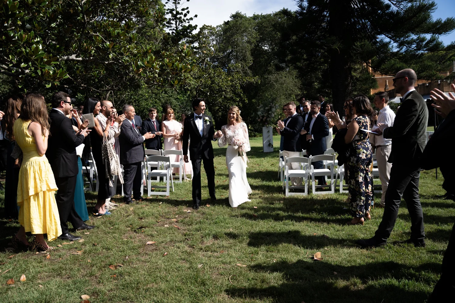 Guests watching the ceremony. Kat & Aaryn's wedding at Vaucluse House, Sydney