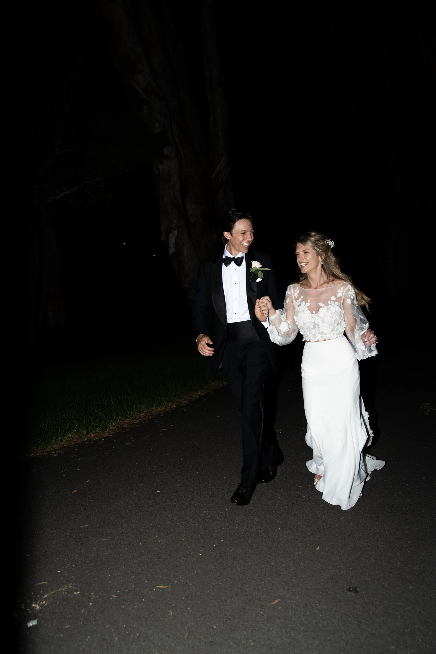 Walking out into the night. Kat & Aaryn's wedding at Vaucluse House, Sydney