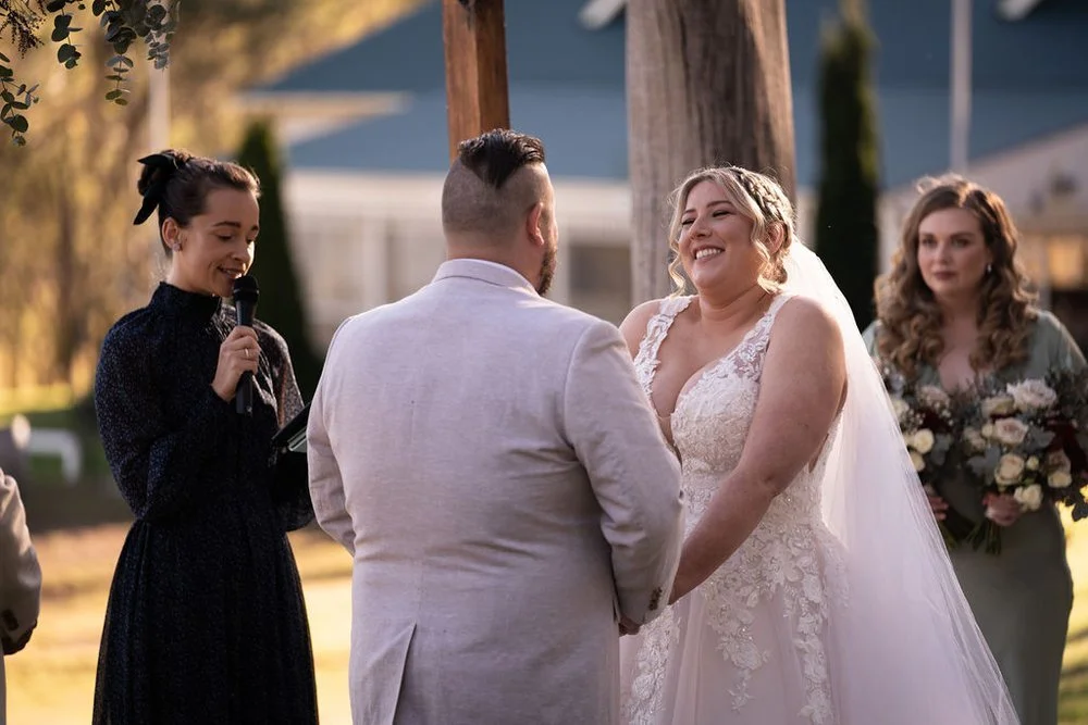 Vows under the arbour. Lauren & Matt's wedding at Wandin Estate, Hunter Valley