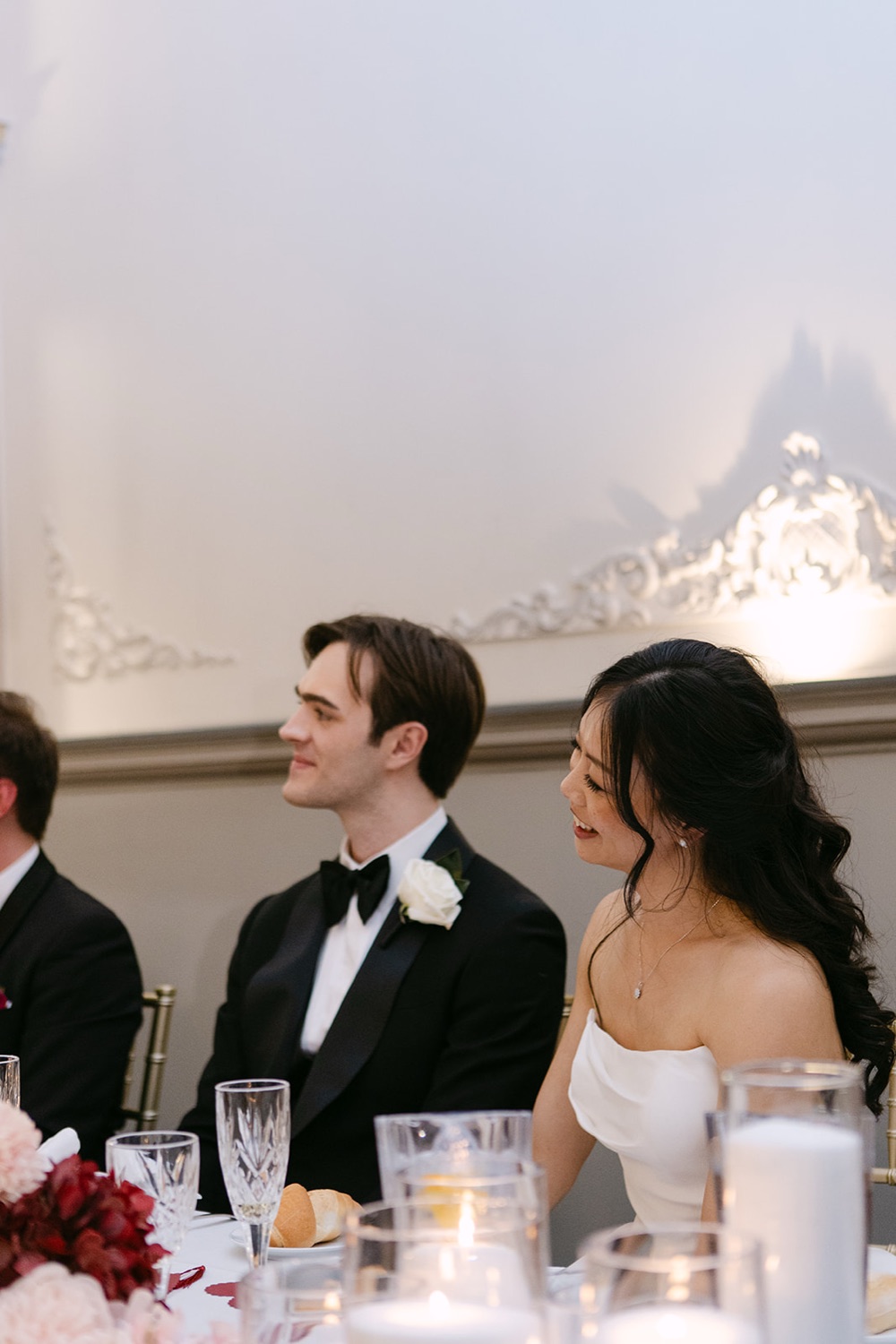 Speeches at the head table. Phoebe & Cameron's wedding at Curzon Hall, Sydney