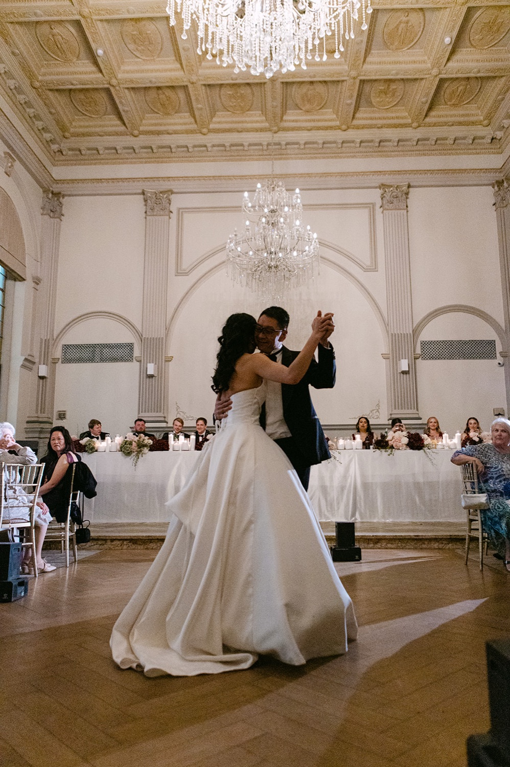First dance under the chandeliers. Phoebe & Cameron's wedding at Curzon Hall, Sydney