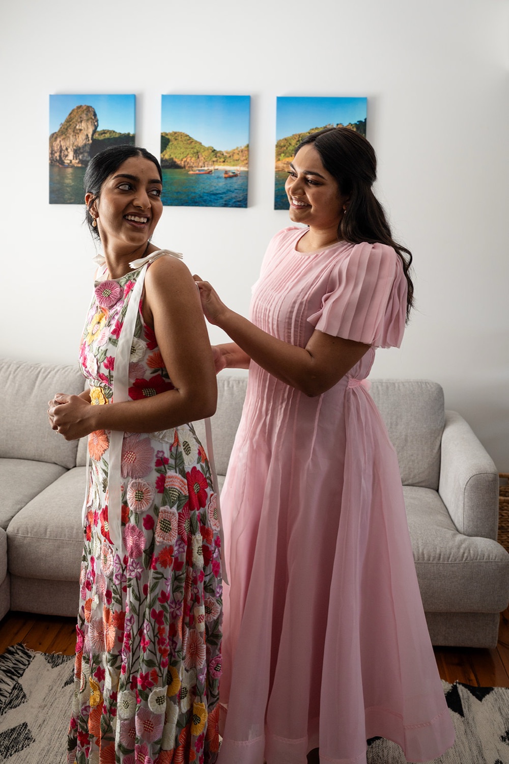 Getting ready with family. Seneli & Grayson's wedding at Lake Macquarie Yacht Club, Belmont, Newcastle