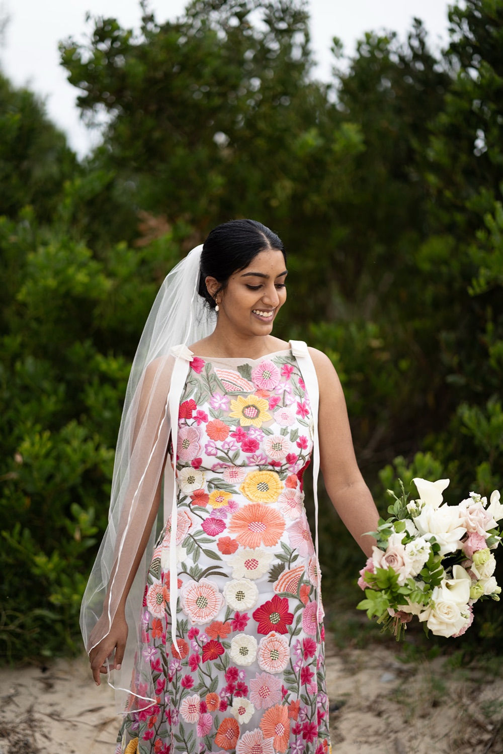 Portrait in the coastal bush. Seneli & Grayson's wedding at Lake Macquarie Yacht Club, Belmont, Newcastle