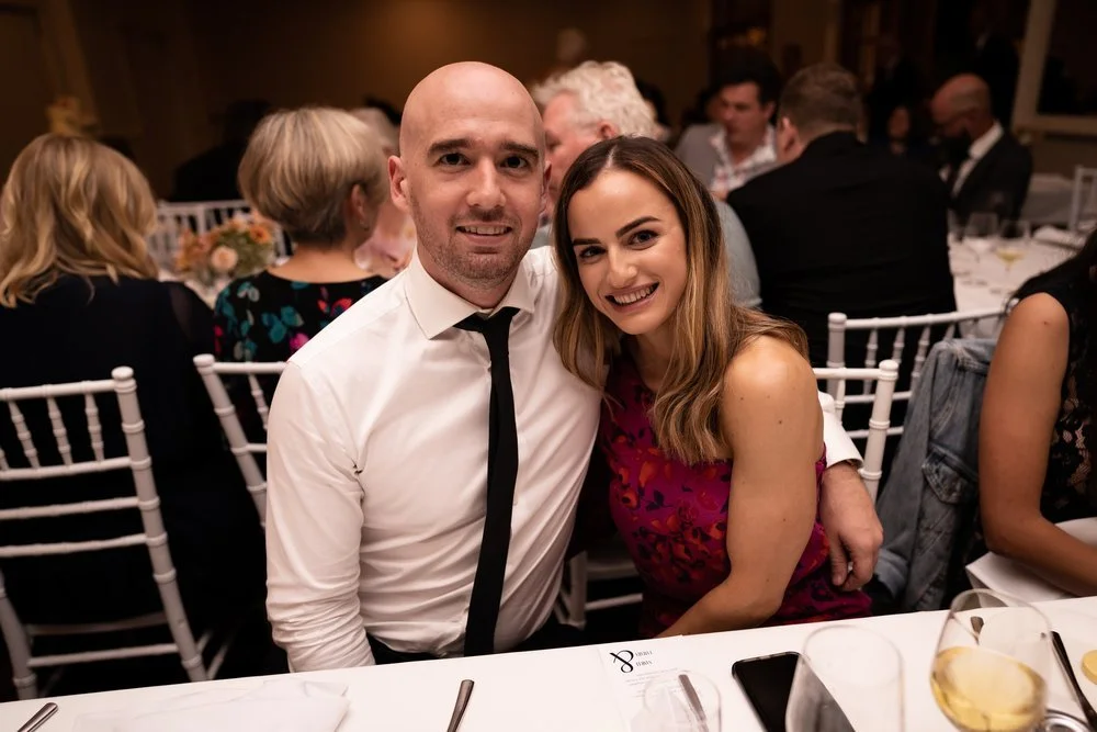 Guests at the reception tables. Tamara & Sam's wedding at Kantara House, Central Coast
