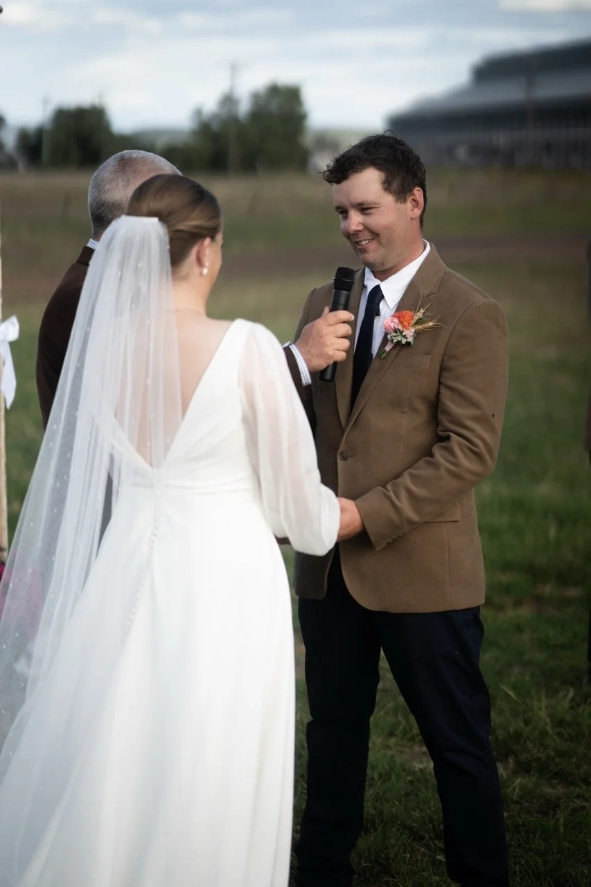 Vows in the paddock. Tara & Andrew's wedding at Emerald Hill, Regional NSW