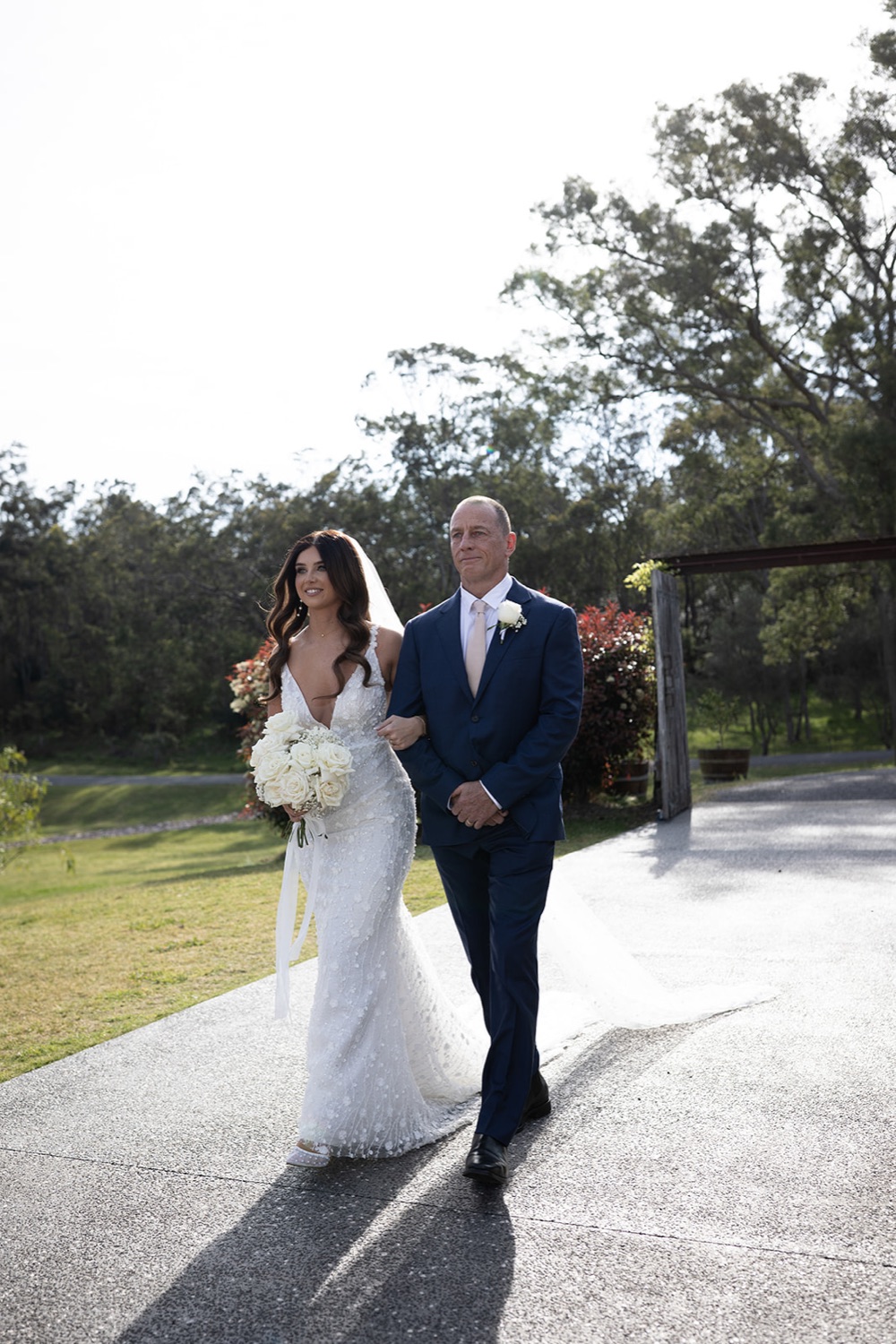 Walking down the aisle with family. Tianah & Zac's wedding at White Barn, Hunter Valley