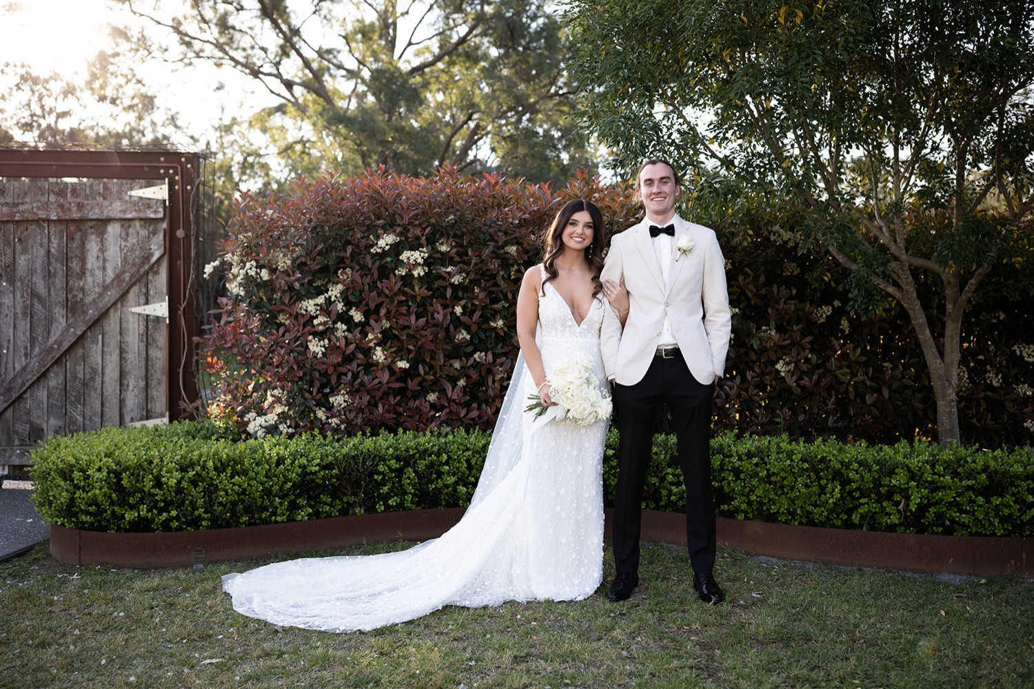 The couple in the garden. Tianah & Zac's wedding at White Barn, Hunter Valley