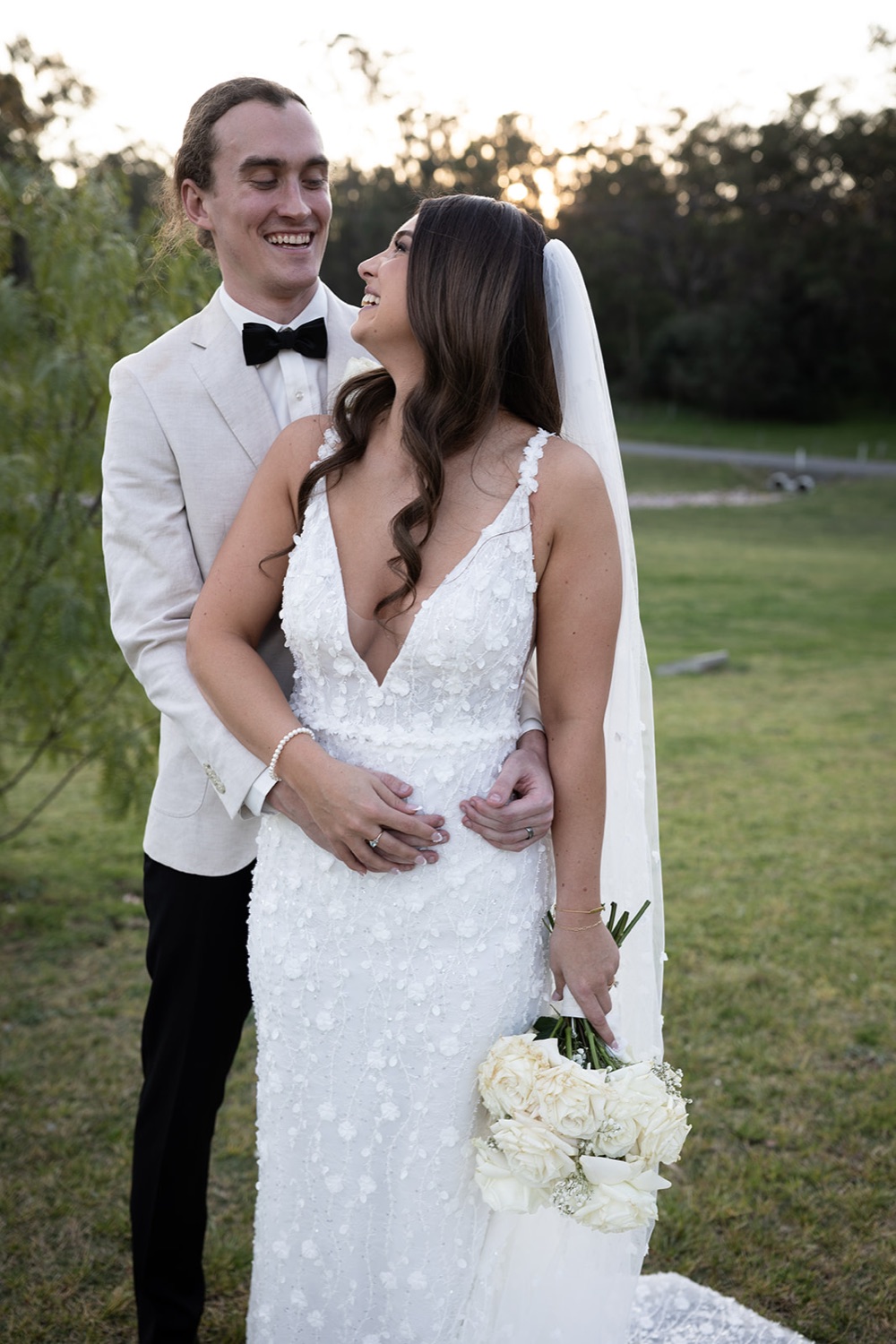 A close portrait at golden hour. Tianah & Zac's wedding at White Barn, Hunter Valley