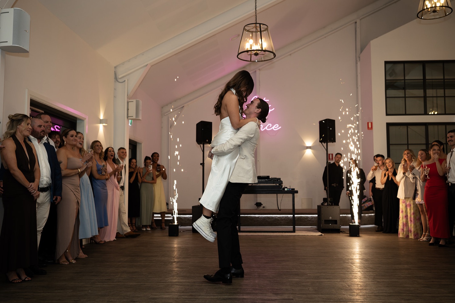 Dancing in the barn. Tianah & Zac's wedding at White Barn, Hunter Valley
