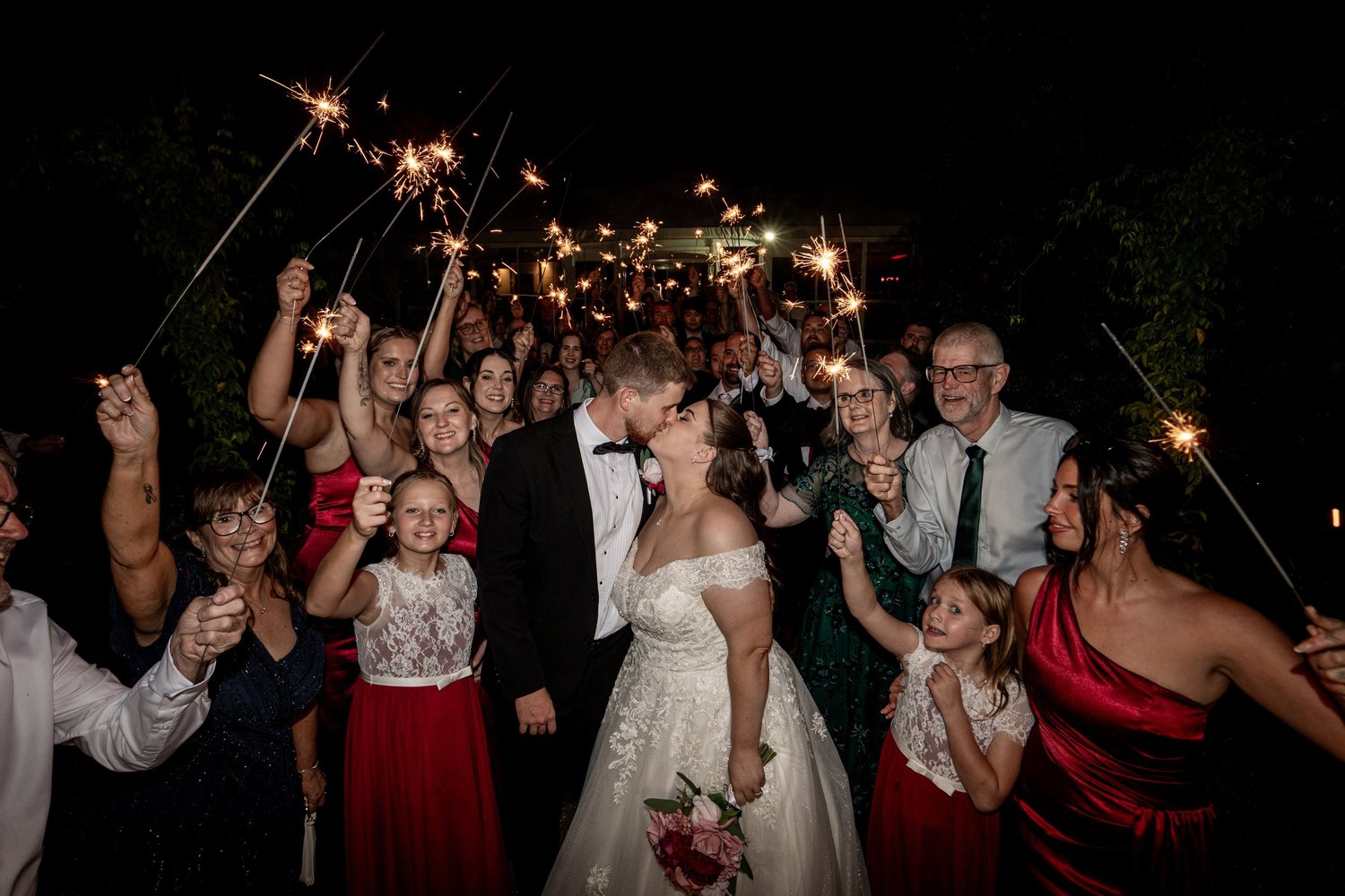 A sparkler send-off. 's wedding at unknown, unknown